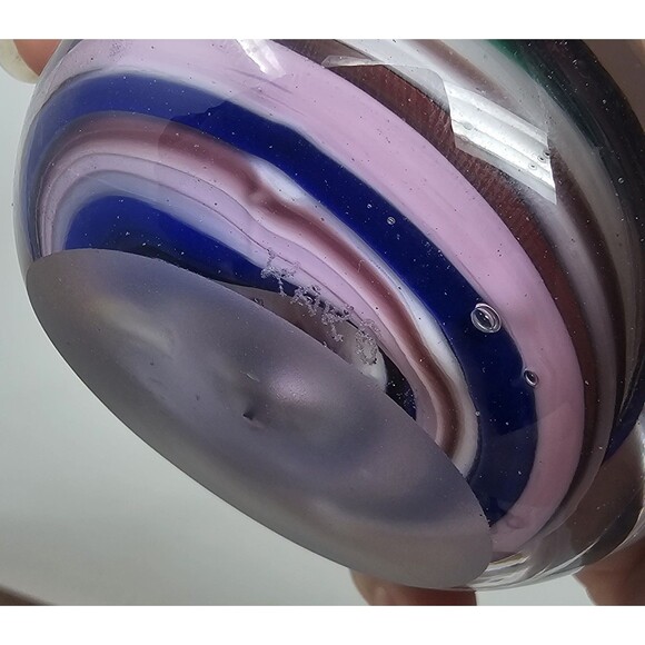 Rollin Karg Hand Blown Multi-Colored Swirl Studio Art Glass Paperweight Decor 2" - Picture 8 of 11